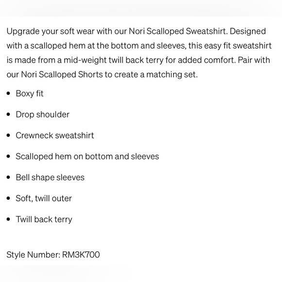 NWT Splendid Nori Scalloped Sweatshirt & Short Set Small - Picture 7 of 9